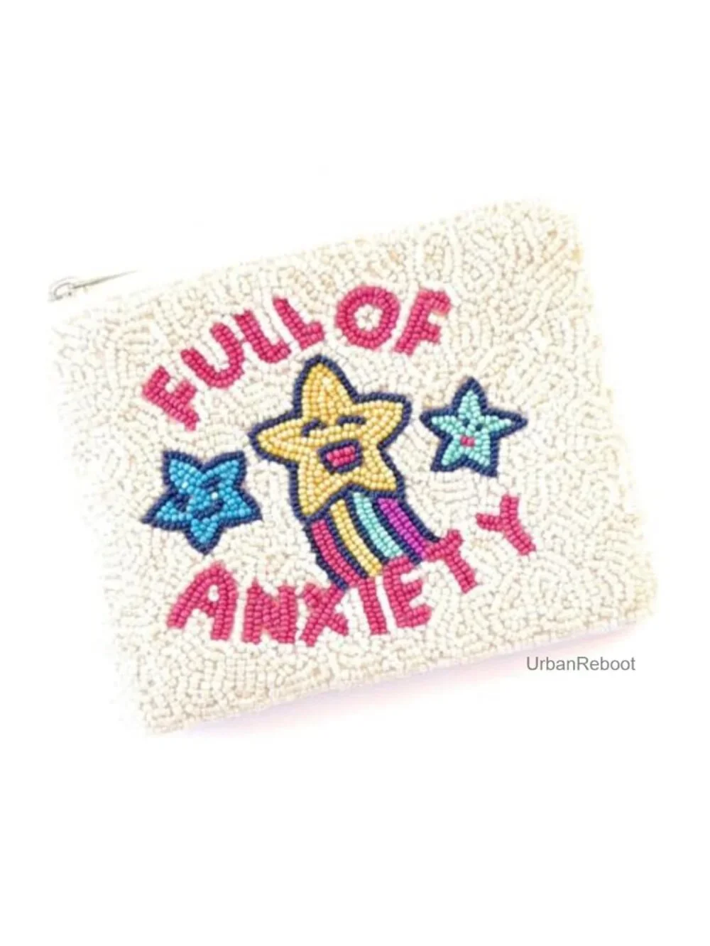 Beaded Coin Purse Pouch Hand Sewn Seed Beads Canvas Zipper Small Wallet Gift